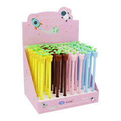 Ручка шариковая, масляная, Basir, синие чернила, серия "Листики", с резиновой фигуркой, 48 шт