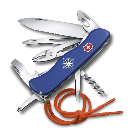 Нож складной Victorinox Skipper, 111 mm, 17 функций, с фиксатором лезвия и шнурком, синий