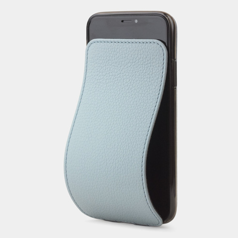 Чехол для iPhone X/XS из натуральной кожи теленка, голубого цвета
