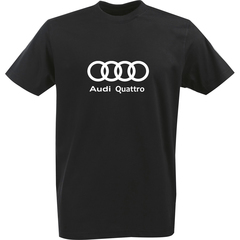 Футболка с однотонным принтом Ауди (Audi Quattro) черная 0031