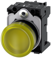 Световой индикатор, 22mm, круглый, жёлтый матовый рассеиватель, SIEMENS 3SU1106-6AA30-1AA0