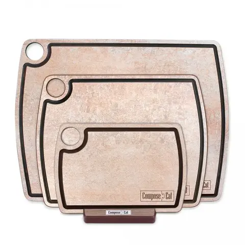 Набор разделочных досок на подставке 3шт ComposeEat Fashion порфир кремовый