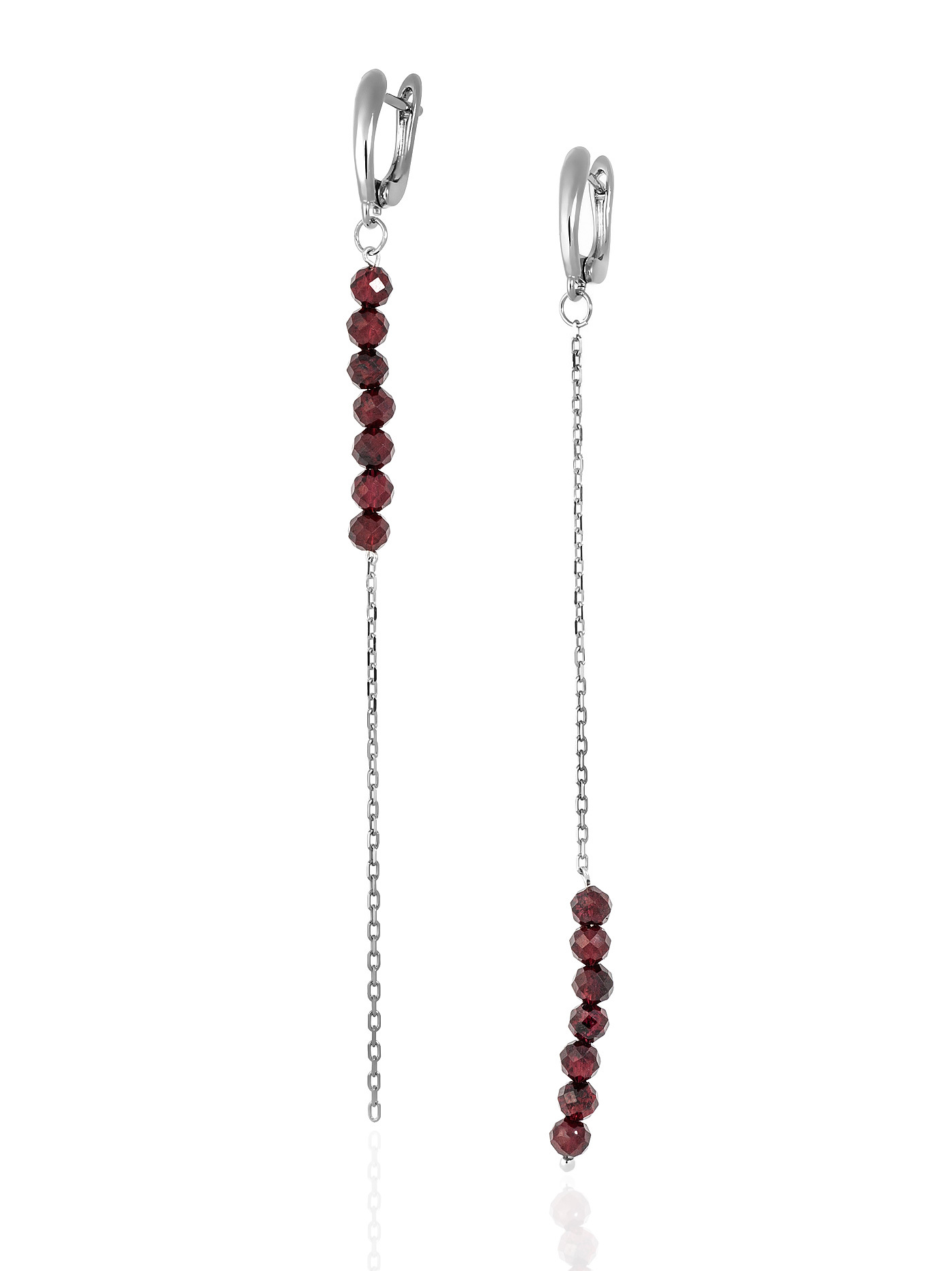 Серьги асимметричные с гранатом