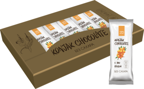 Шоколад без сахара KONJAK CHOCOLATE Облепиховый, кор. 10 шт.