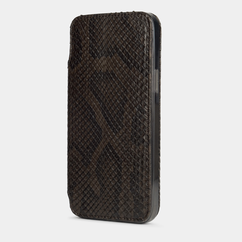 Чехол Benoit для iPhone 13 Pro из натуральной кожи питона, темно-коричневого цвета