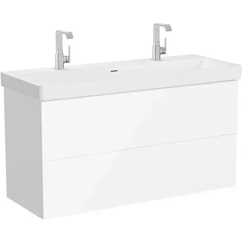 Vitra 67334 Тумба Metropol Pure с раковиной c 2мя ящиками, 120 см, с подсветкой в верхнем ящике, цвет глянцевый белый