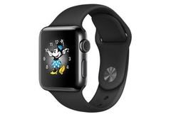 Apple Watch Series 2, 38 мм, корпус из нержавеющей стали цвета чёрный космос, спортивный ремешок чёрного цвета