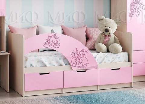 Кровать Юниор-3 розовая