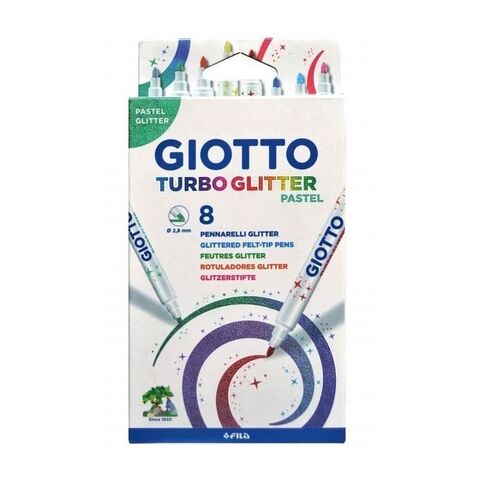 Flomaster \ Коробка из 8 фломастеров Giotto Turbo Glitter Pastel