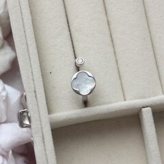 Кольцо Клевер с фианитом и перламутром, родий Д047