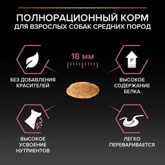Pro Plan сухой корм для взрослых собак средних пород с чувствительным пищеварением (лосось,рис) 14кг
