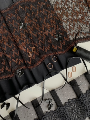 Кружево эластичное черное/люрекс 22 см, Китай