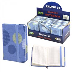 
          Записная книжка, А7, Alingar, 7БЦ, ПВХ, на резинке, клетка, 96 л., "Шары", голубой