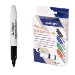 
          Маркер перманентный, Alingar, черный, утолщенный пулевидный, 2-3 мм, 12 шт/уп, европодвес