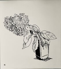 «Гортензия» 2026 г. Юлия Похалецкая 91х82 см (маркер, мдф)