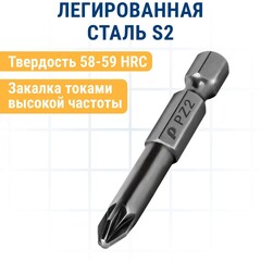 Бита отверточная ПРАКТИКА Профи PZ-2 х 50мм (2шт) (035-745)