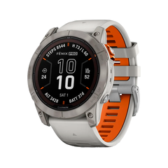 Умные часы Garmin Fenix 7X Pro, 51mm, Sapphire Solar Edition Titanium with Fog Gray/Ember Orange Band (010-02778-15)