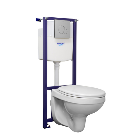 ПЭК АЛЬФА подвесной унитаз+инсталяция+кнопка хром+сидение полипропилен