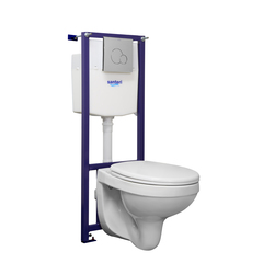 ПЭК АЛЬФА подвесной унитаз+инсталяция+кнопка хром+сидение полипропилен