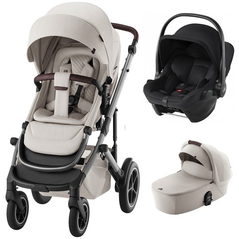 Комплект 3в1 коляска SMILE 5Z LUX, Soft Taupe + BABY-SAFE CORE Space Black