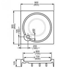 ДУШЕВОЙ ПОДДОН ROLTECHNIK ALOHA-P 900x900x125 КВАДРАТНЫЙ