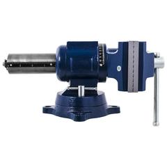 Тиски слесарные поворотные КОБАЛЬТ ширина губок 100 мм, захват 100 мм, 10 кг, наковальня, с поворотом в двух плоскостях, коробка (246-012)