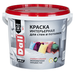 Краска для стен и потолков Dali Professional, акриловая, глубокоматовая, база A, супербелая, 5 л, 15732