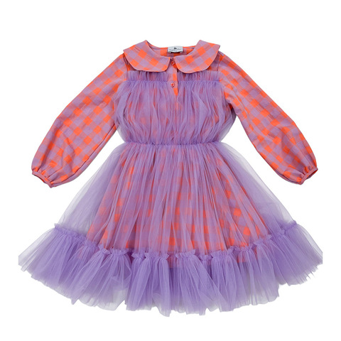 Платье Raspberry Plum (Модель Gingham Purple Orange Tulle) купить в Babyswag