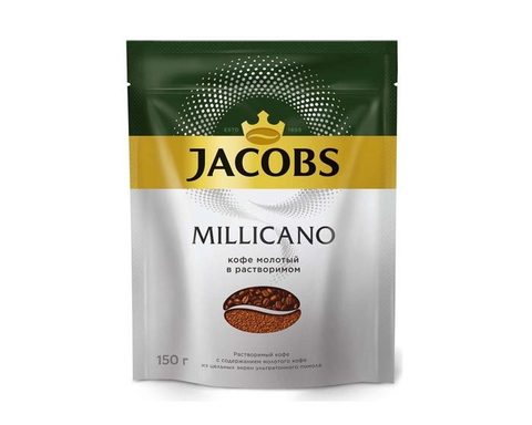 Кофе растворимый Jacobs Monarch Millicano с молотым кофе, 150 г