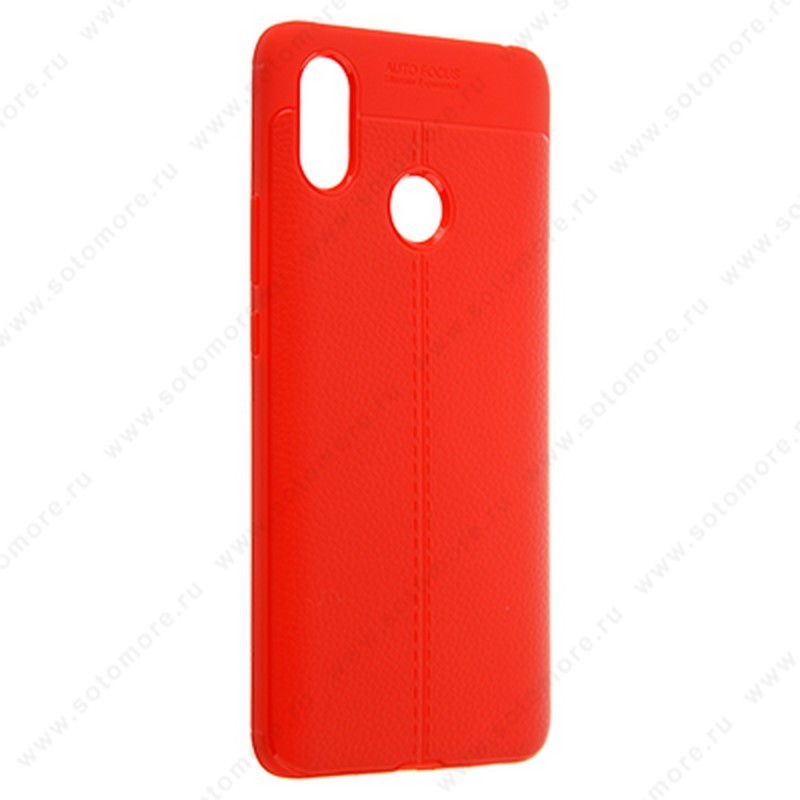 Накладка Carbon 360 силиконовая с кожаными вставками для Xiaomi Mi Max 3 красный