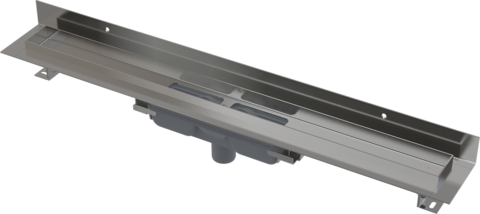 APZ1116-950 Водоотводящий желоб с порогами для цельной решетки и фиксированным воротником к стене, в AlcaPlast