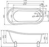BelBagno BB04 Отдельностоящая, классическая акриловая ванна 1700x800x830