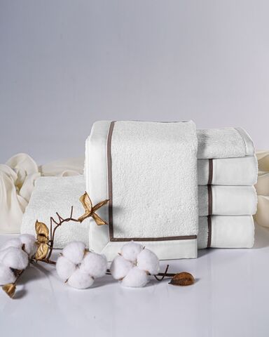 Набор полотенец 3шт Claire Batiste Atelier Brise белый с коричневым кантом