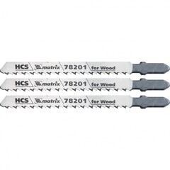 Полотна для электро лобзика по дереву, 3 шт, T101B, 75 х 2.5 мм, HCS Matrix Professional, 78201