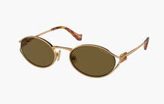 Miu Miu Eyewear Logo Round-frame Sunglasses "Gold"