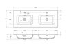 Cezares DUET-N-1200-4C-SO-2-BL DUET-N База под раковину подвесная с четырьмя выкатными ящиками для раковины с двумя чашами, Bianco Lucido, 1200x450x500, DUET-N-1200-4C-SO-2-BL