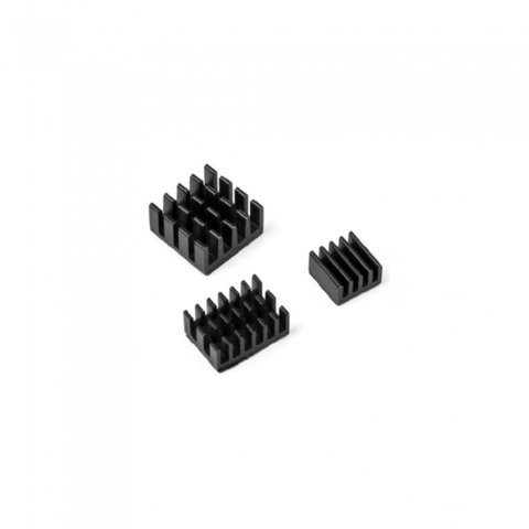 RA537 Набор радиаторов ACD Black 3 in 1 Heat Sink Set Aluminum (15x10x5мм, 14x14x6мм и 8.8x8.8x5мм) for Raspberry Pi 4B комплект из 3шт
