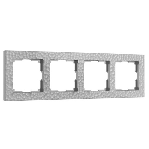 Рамка на 4 поста. Цвет Серебряный. Werkel(Веркель). Hammer. a052524 / W0042406