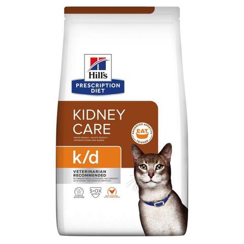 Hill's K/D Диета сухой корм для кошек лечение заболеваний почек, профилактика МКБ оксалаты 1,5кг