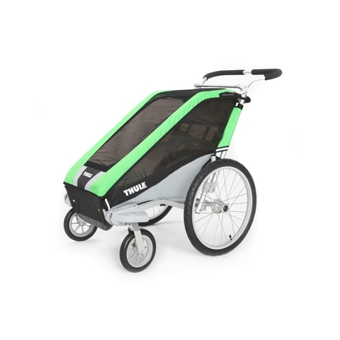 Картинка коляска Thule Chariot Cheetah1 в комплекте с велосцепкая зеленая  - 1