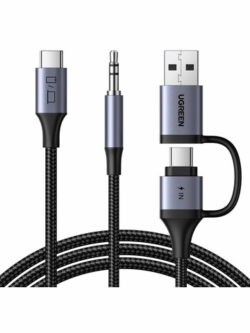 Аудиоадаптер  UGREEN CM772 (45009) 2-in-1 USB-A&USB-C&Jack 3.5 Audio Adapter, серый
