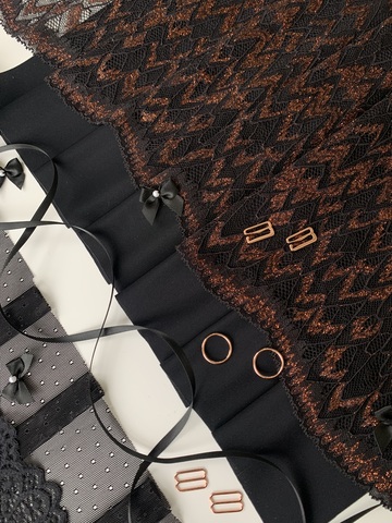 Кружево эластичное черное/люрекс 22 см, Китай