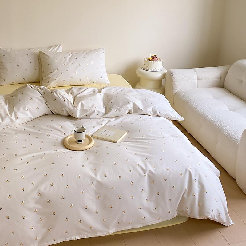 Комплект Полуторка Сатин Желтые вишенки