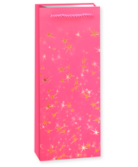 Пакет подарочный под бутылку, Тысячи созвездий, Розовый/Золото, 12*36*9 см (Д*В*Ш)