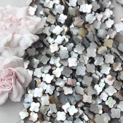 Перламутр натуральный стальной, клевер 12 мм, 1 нить, ПР109