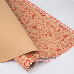 Бумага подарочная, Сердца микс, 0,7*1 м, 8 листов