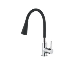 Смеситель для кухни с гибким изливом черный + хром