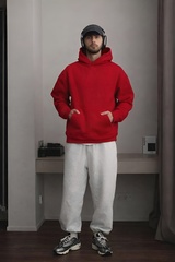 Толстовка мужская с капюшоном "Вasic" красный