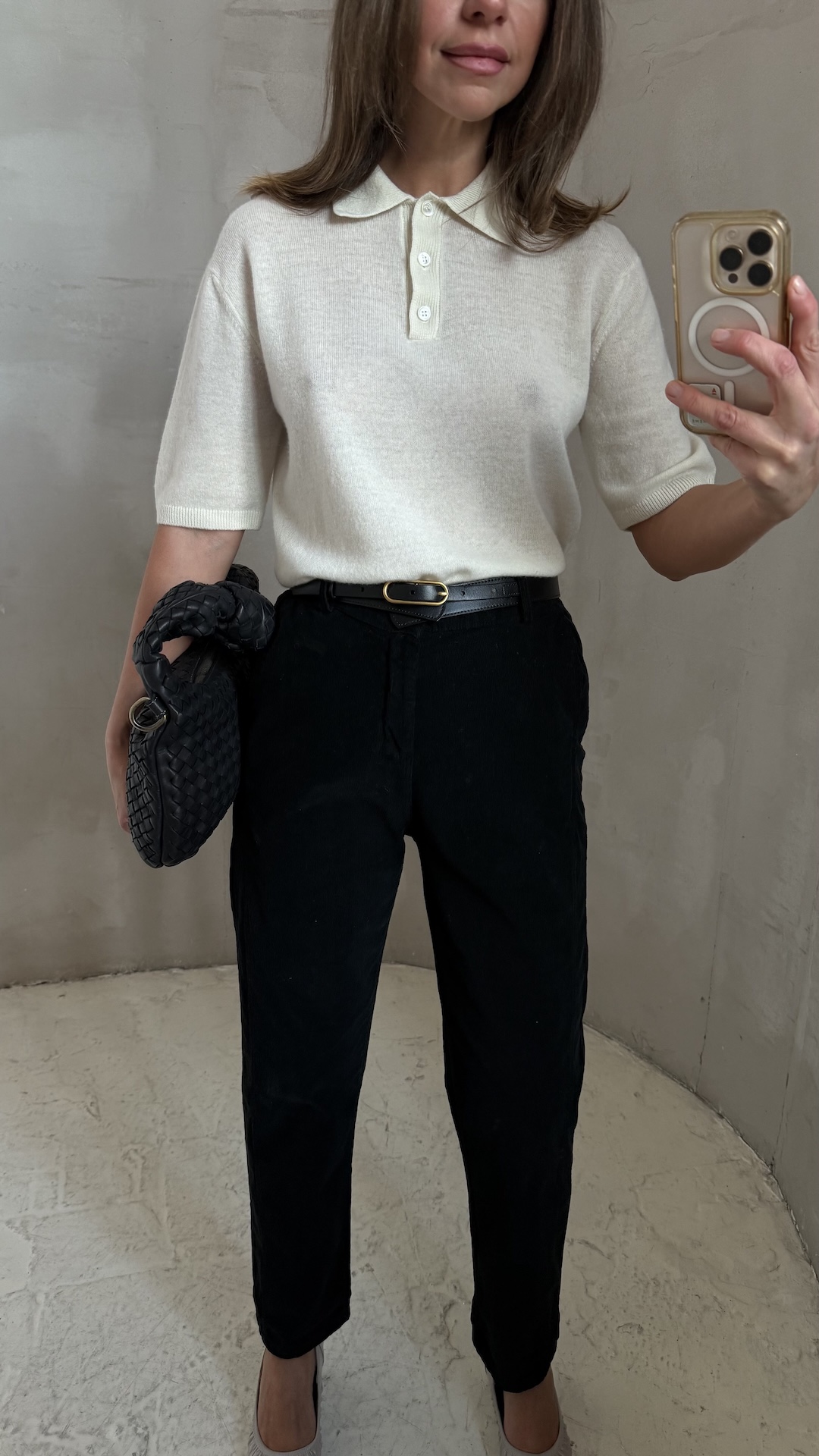 Эластичные вельветовые брюки прямого кроя