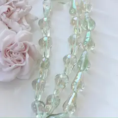 Бусины стеклянные, бледно-оливковый с покрытием, фриформ 22*13 мм, 1 бусина, МК050